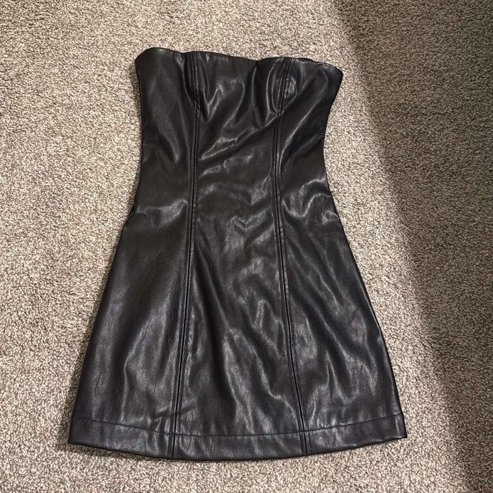 Princess Polly black leather mini dress size US 2